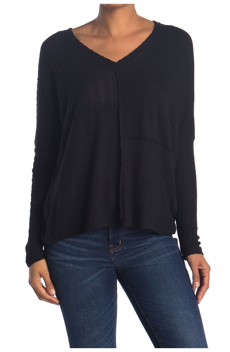 Heather by Bordeaux Mixed Ribbed Long Dolman Sleeve Pullover, Main, color,