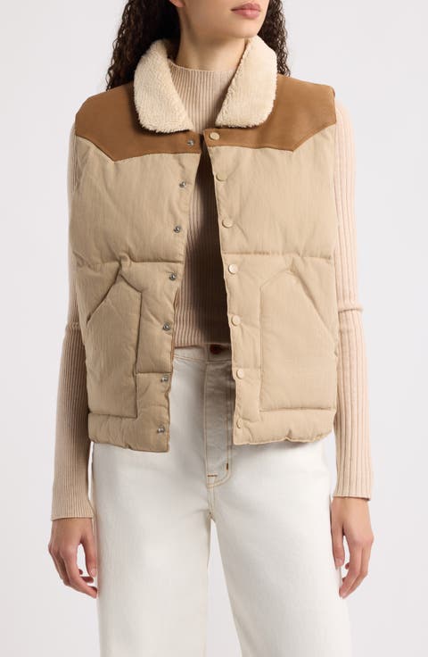 Morrison Combined Faux Shearling Collar Puffer Vest