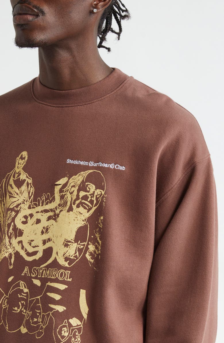 STOCKHOLM SURFBOARD CLUB Ford Logo Embroidered Graphic Sweatshirt, Alternate, color, Brown