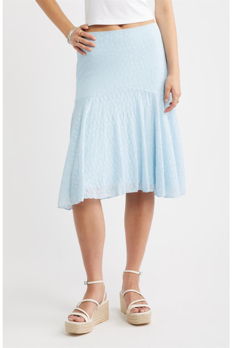 Lace Handkerchief Midi Skirt, Main, color, BLUE SKYRIDE