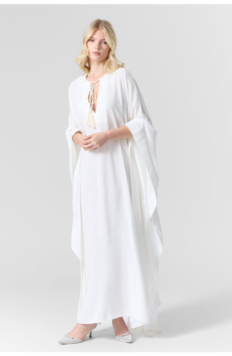 Le Fafo Luna Cotton and Silk-Blend Maxi Kaftan, Alternate, color, White