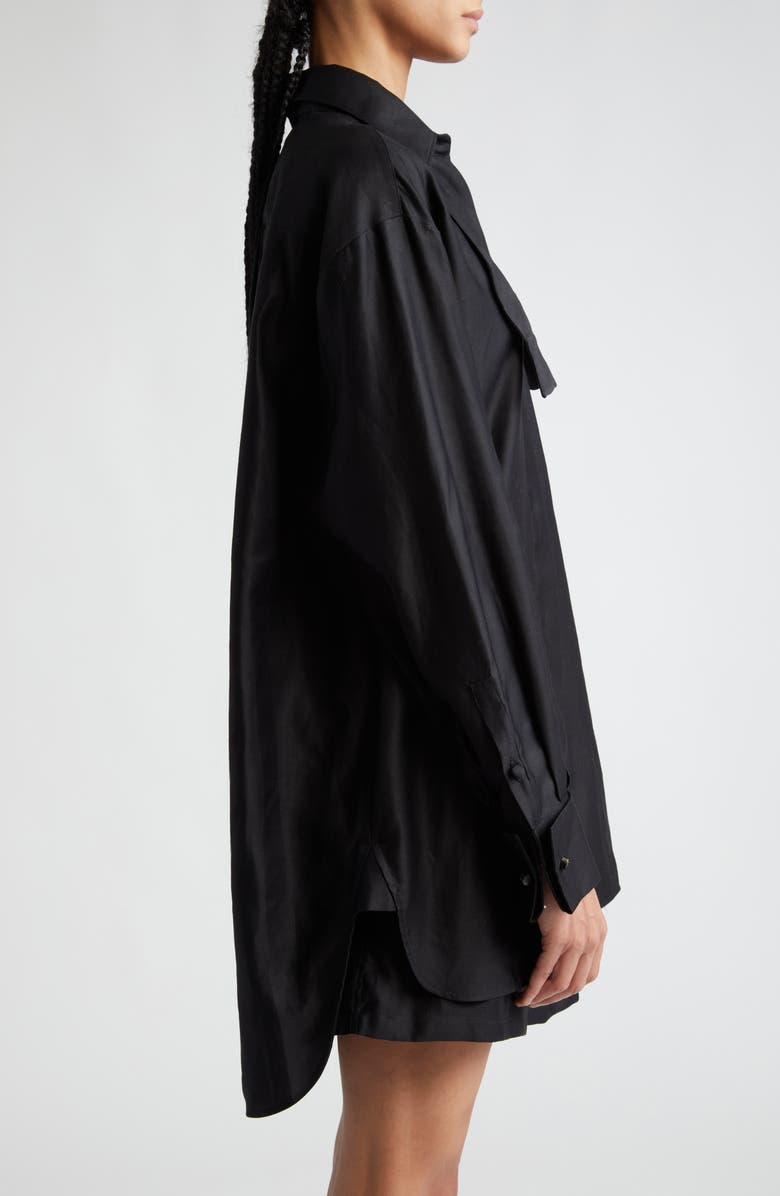 Max Mara Marea Oversize Button-Up Shirt with Bow Tie, Alternate, color, 