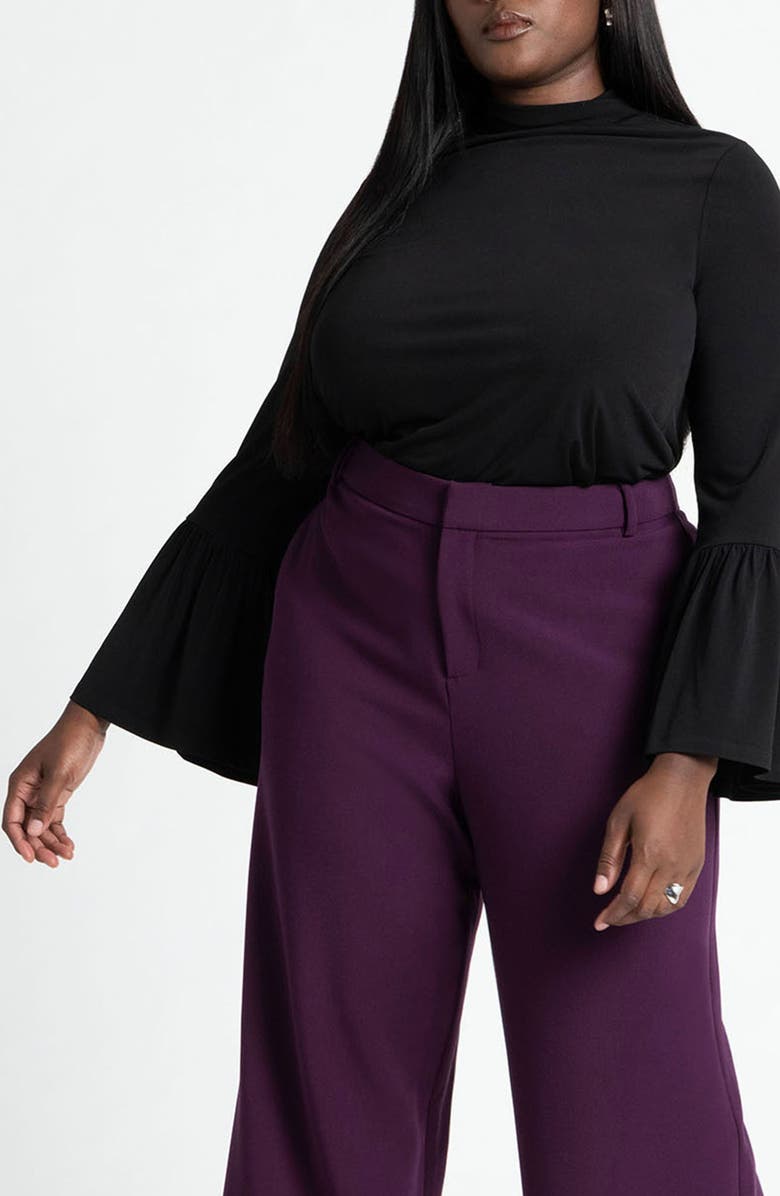 ELOQUII Fluted Sleeve Mock Neck Top, Main, color, 