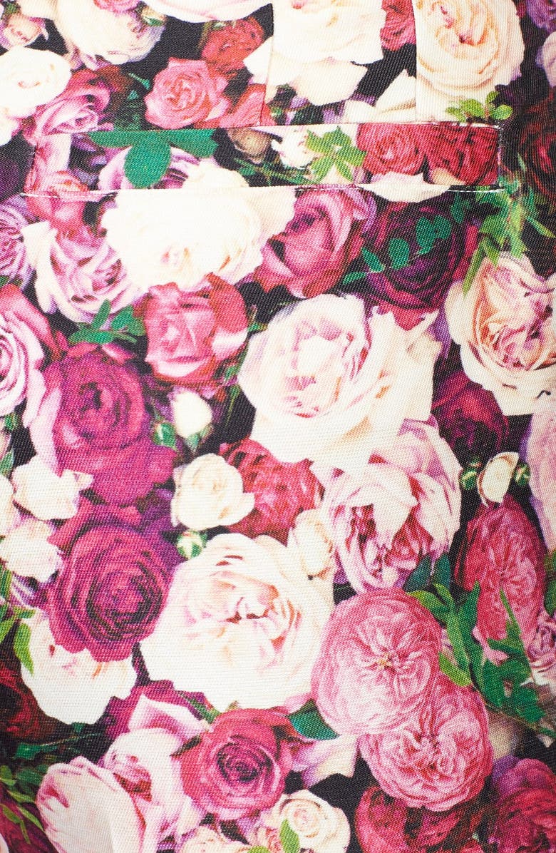 Kate Spade New York 'jackie' rose print cotton & silk capri pants, Alternate, color, 