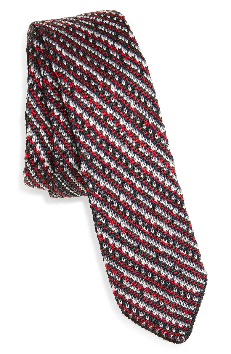 Thom Browne Silk Jacquard Tie, Alternate, color, Black