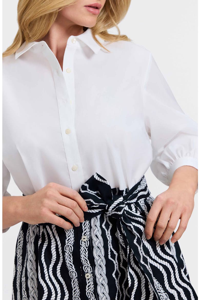 Esther Belted Braid Print Shirtdress, Alternate, color, WHITE/ BLACK