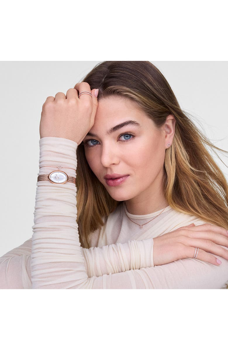 Daniel Wellington Juliette Braided Mesh Strap Watch, 20mm x 26mm, Alternate, color, Rose Gold