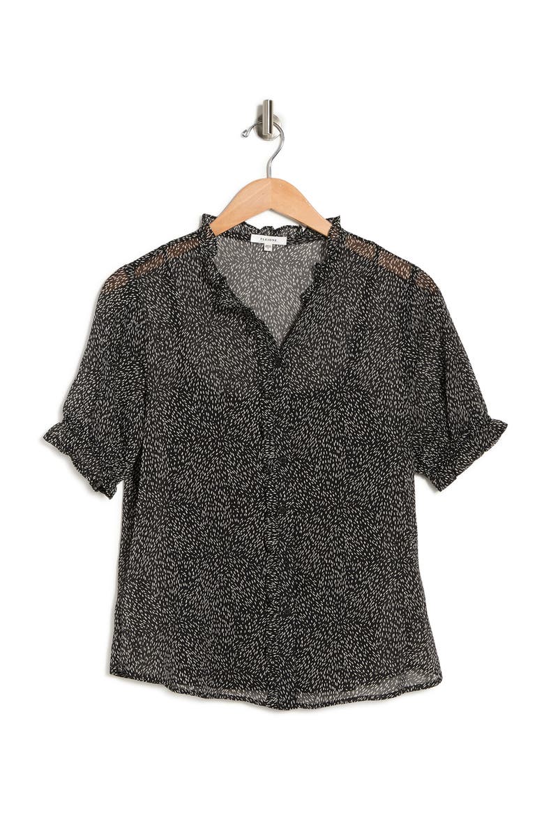 Pleione Sheer Ruffle Front Sleeve Blouse, Alternate, color, 