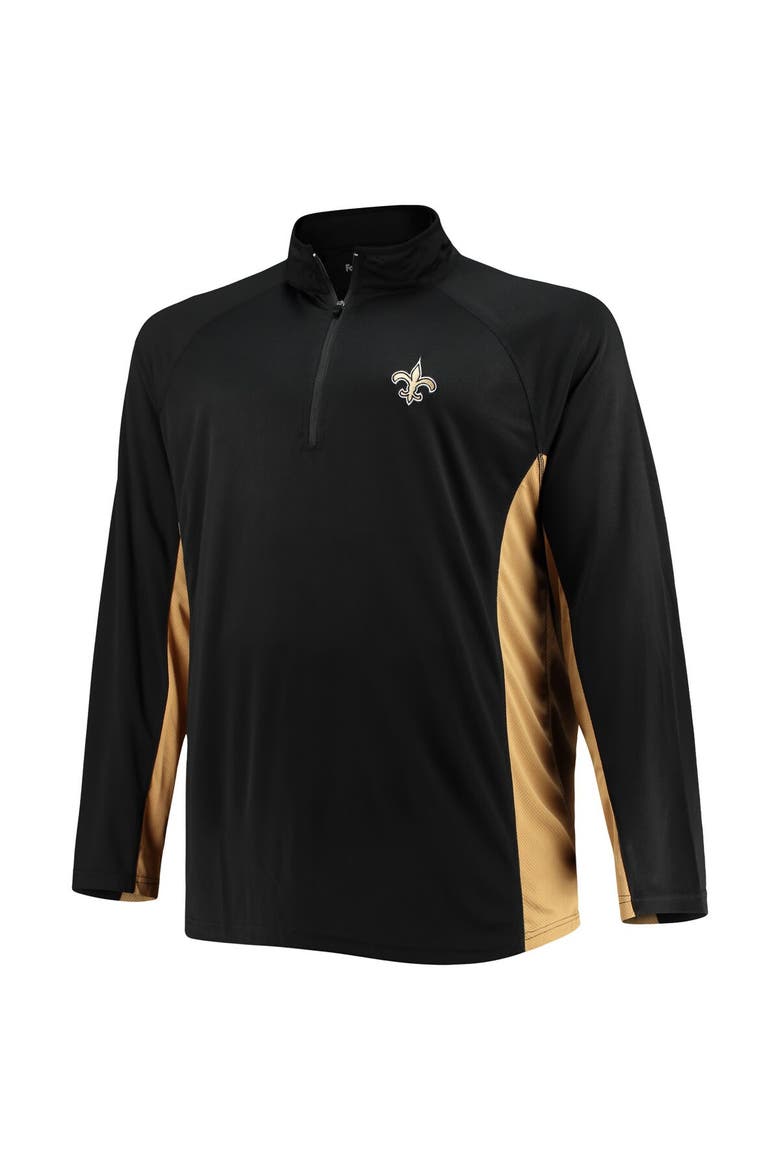 Men's Fanatics Branded Black/Gold New Orleans Saints Big & Tall Polyester Quarter-Zip Raglan Jacket, Alternate, color, Black
