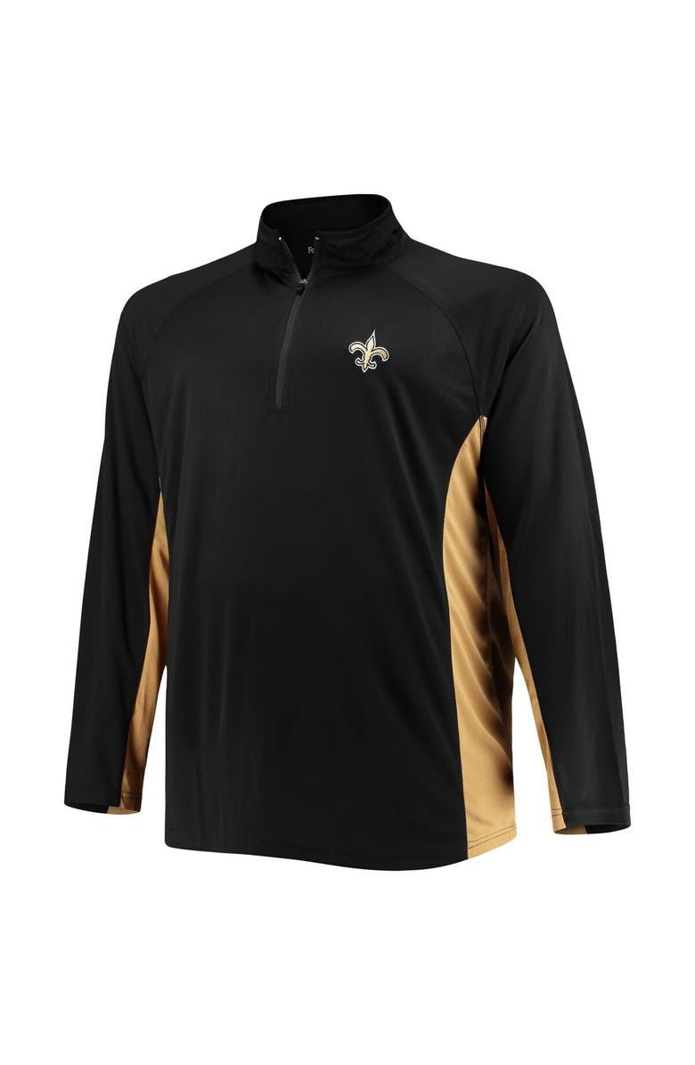 FANATICS Men's Fanatics Branded Black/Gold New Orleans Saints Big & Tall Polyester Quarter-Zip Raglan Jacket, Alternate, color, 