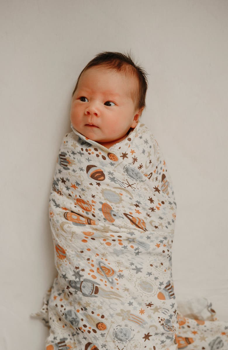 Mushie Muslin Swaddle Blanket, Alternate, color, Space