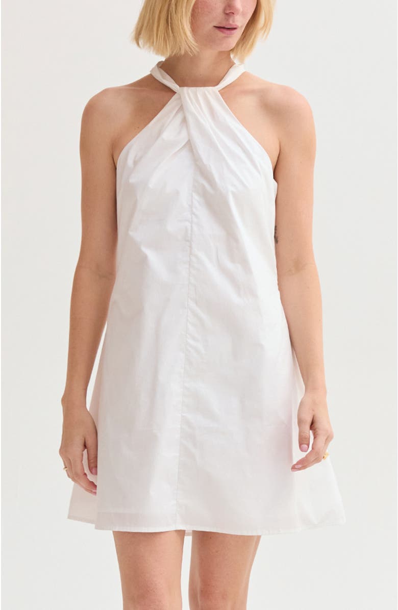 CRESCENT Halter Poplin Mini Dress, Main, color, White