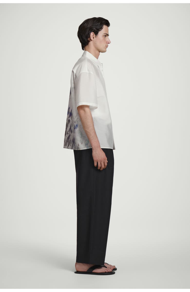 COS Relaxed Short-Sleeved Printed Resort Shirt, Alternate, color, White / Leaf Print