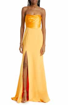 Cinq à Sept Estela Mixed Media Strapless Gown