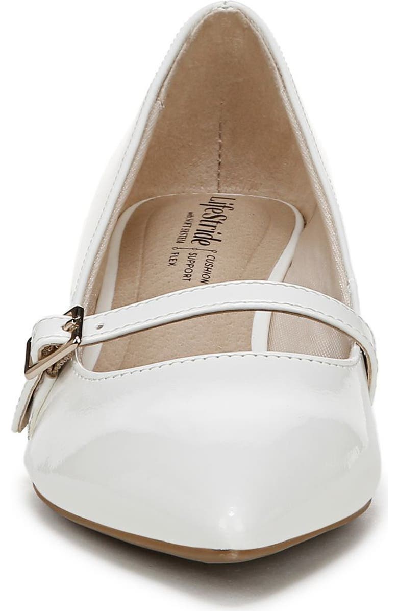 LifeStride Madelyn Mary Jane Pointed Toe Kitten Heel Pump, Alternate, color, White