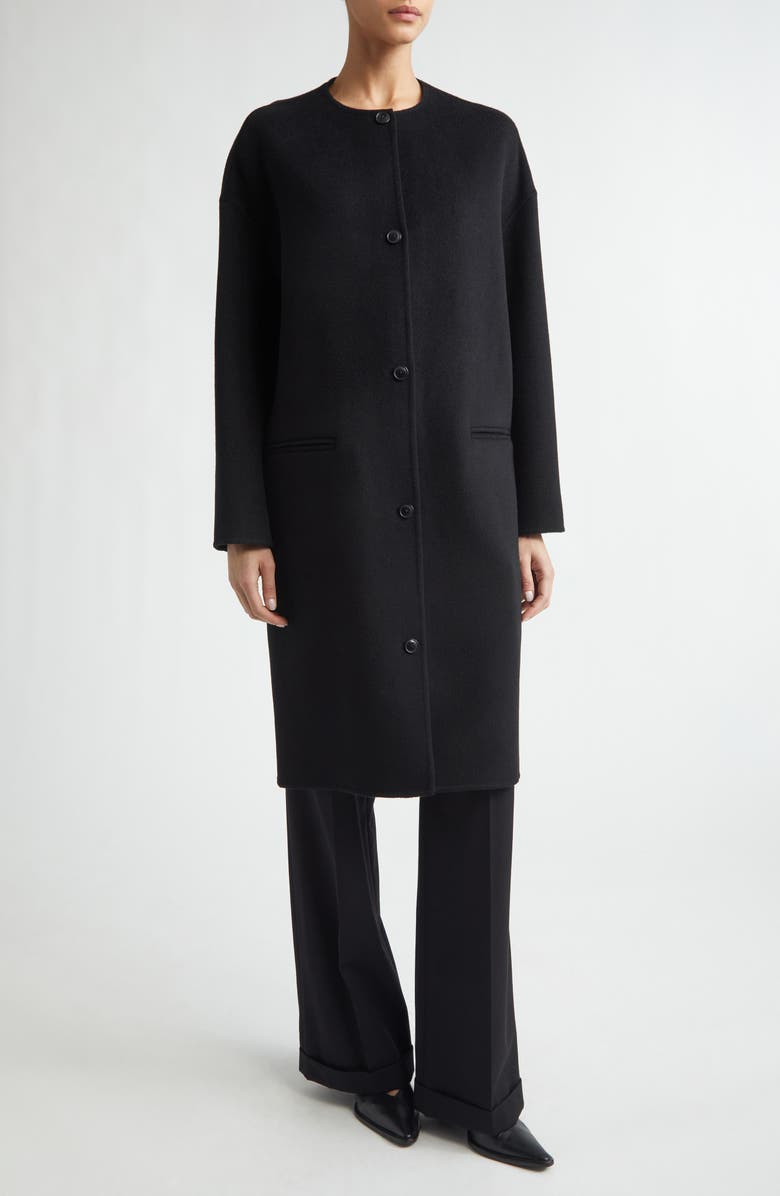 LOULOU DE SAISON Kerry Oval Shaped Wool & Cashmere Coat, Main, color, Black