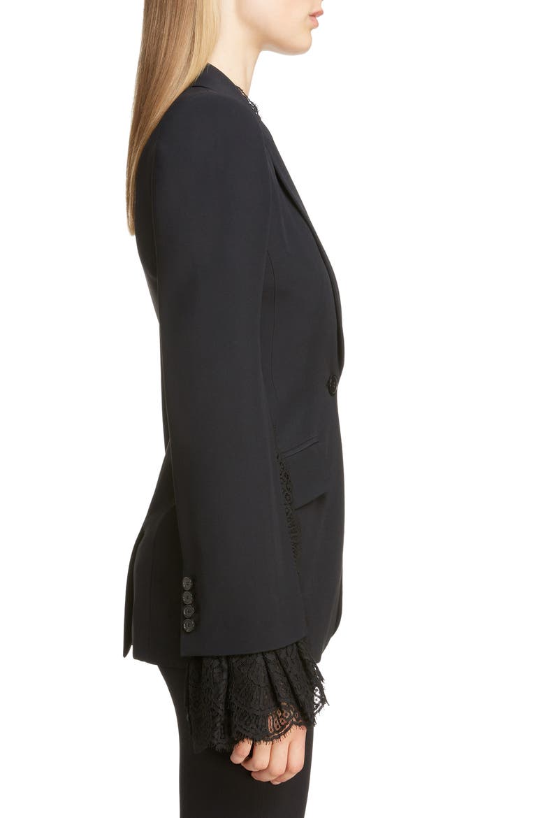 Alexander McQueen Lace Trim Blazer, Alternate, color, 1000 - BLACK