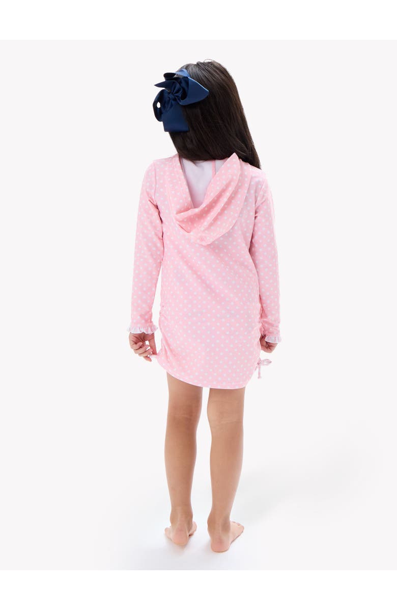 RuffleButts Sun Protective Ruched Quarter-Zip Cover-Up, Alternate, color, Pink Polka Dot