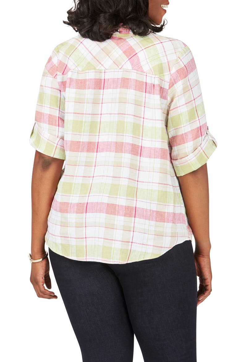 Reese Plaid Linen Shirt, Alternate, color, FLAMINGO