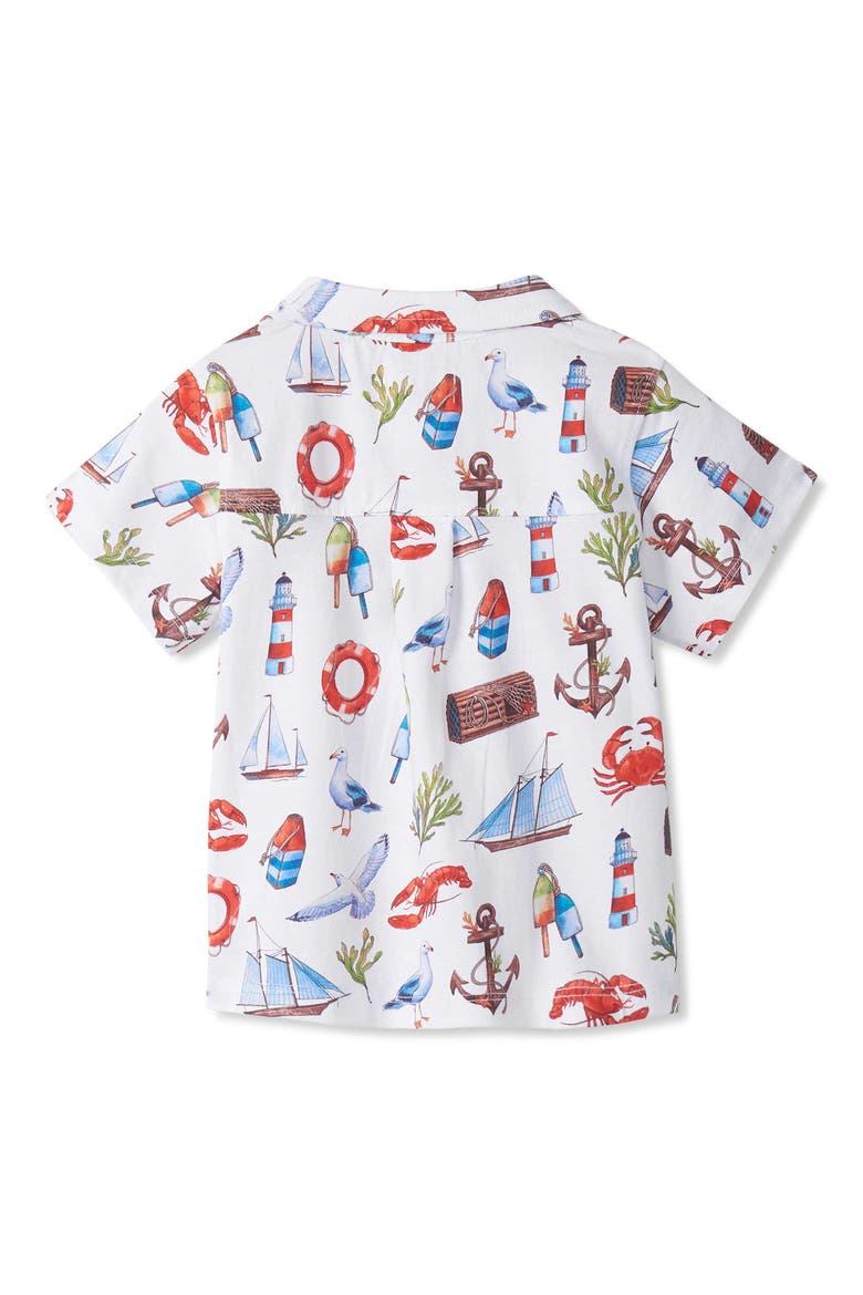 Kids' Painted Seascape Button-Up Shirt, Alternate, color, WHITE
