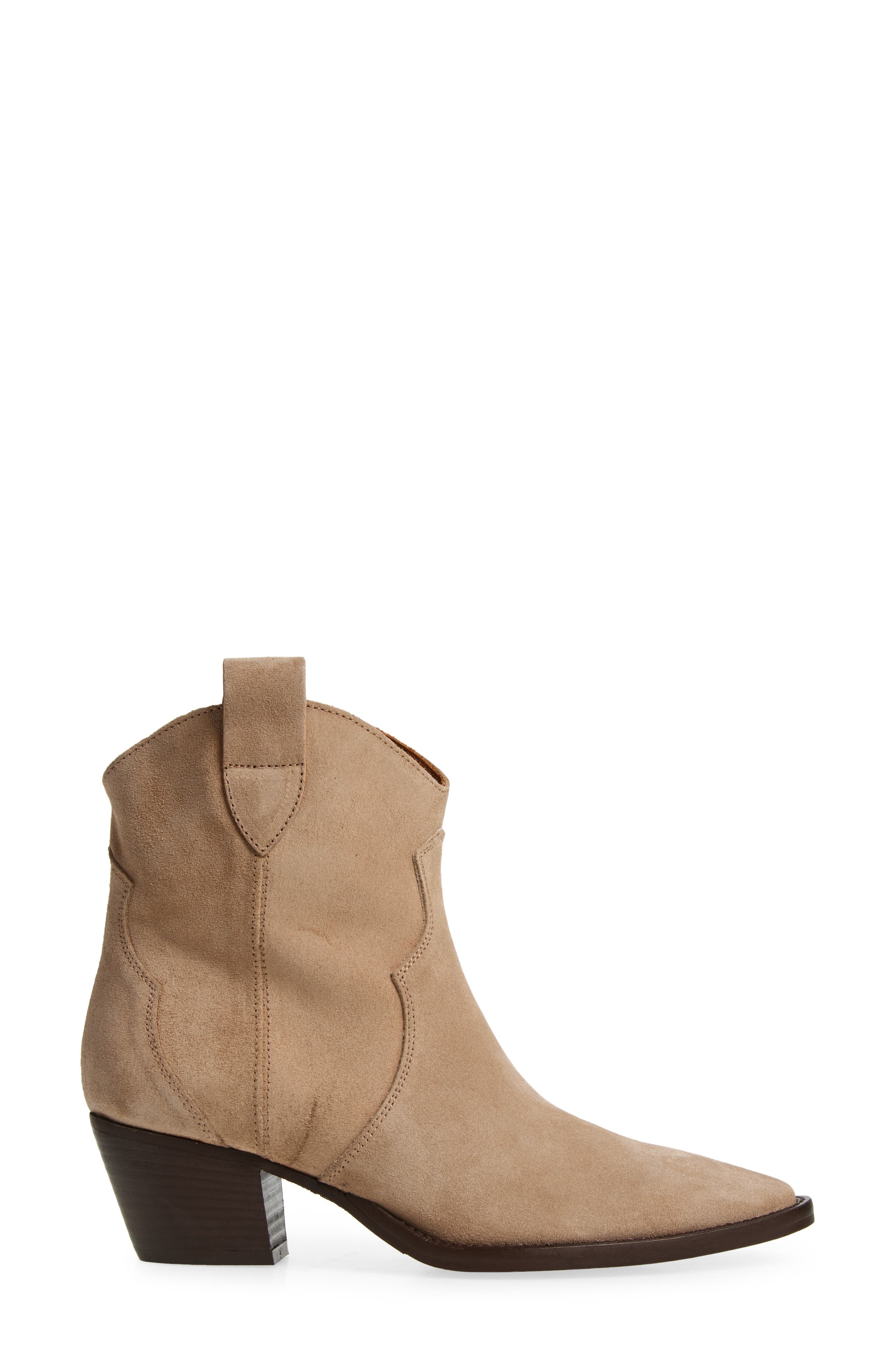 Cordani Penny Pointy Toe Block Heel Leather Bootie, Alternate, color, Camoscio Sabbia