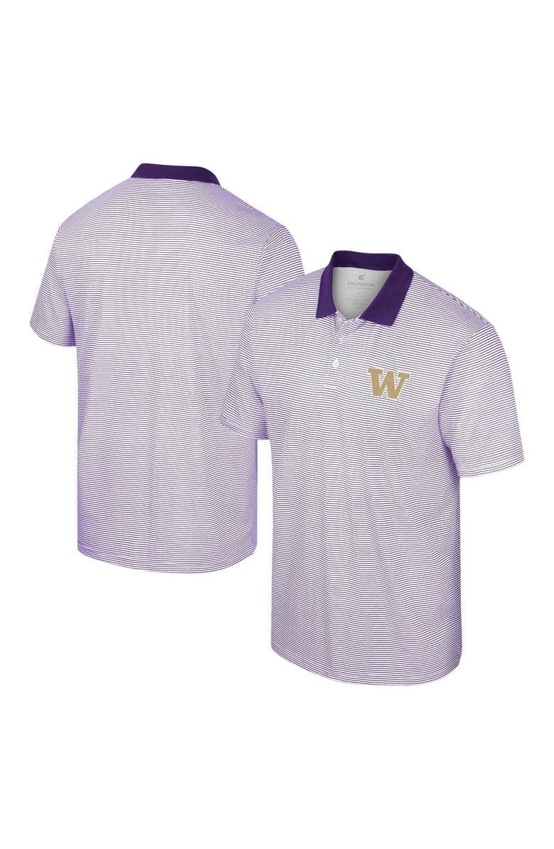 COLOSSEUM Men's Colosseum White/Purple Washington Huskies Print Stripe Polo, Main, color, White