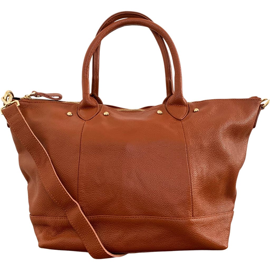 Pink Haley Ellie Handmade Leather Tote In Brown