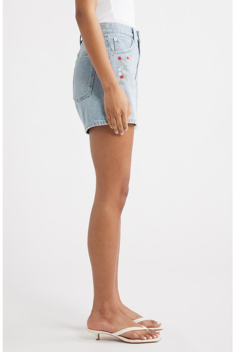 Rancho Floral Embroidered Denim Shorts, Alternate, color, DAINTY ROSE