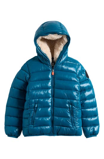 Save The Duck Kids' Gavin Water Repellent Hooded Puffer Jacket In Black