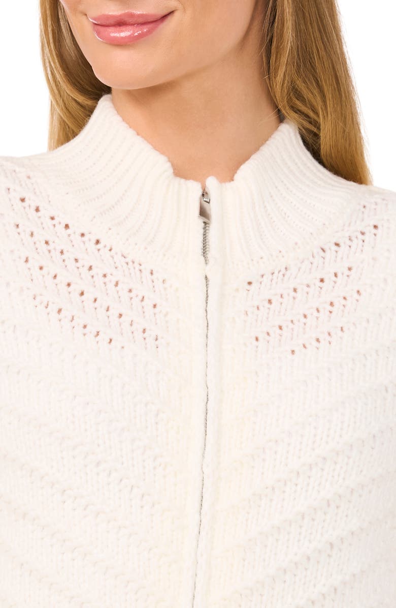 CeCe Texture Stitch Zip Cardigan, Alternate, color,