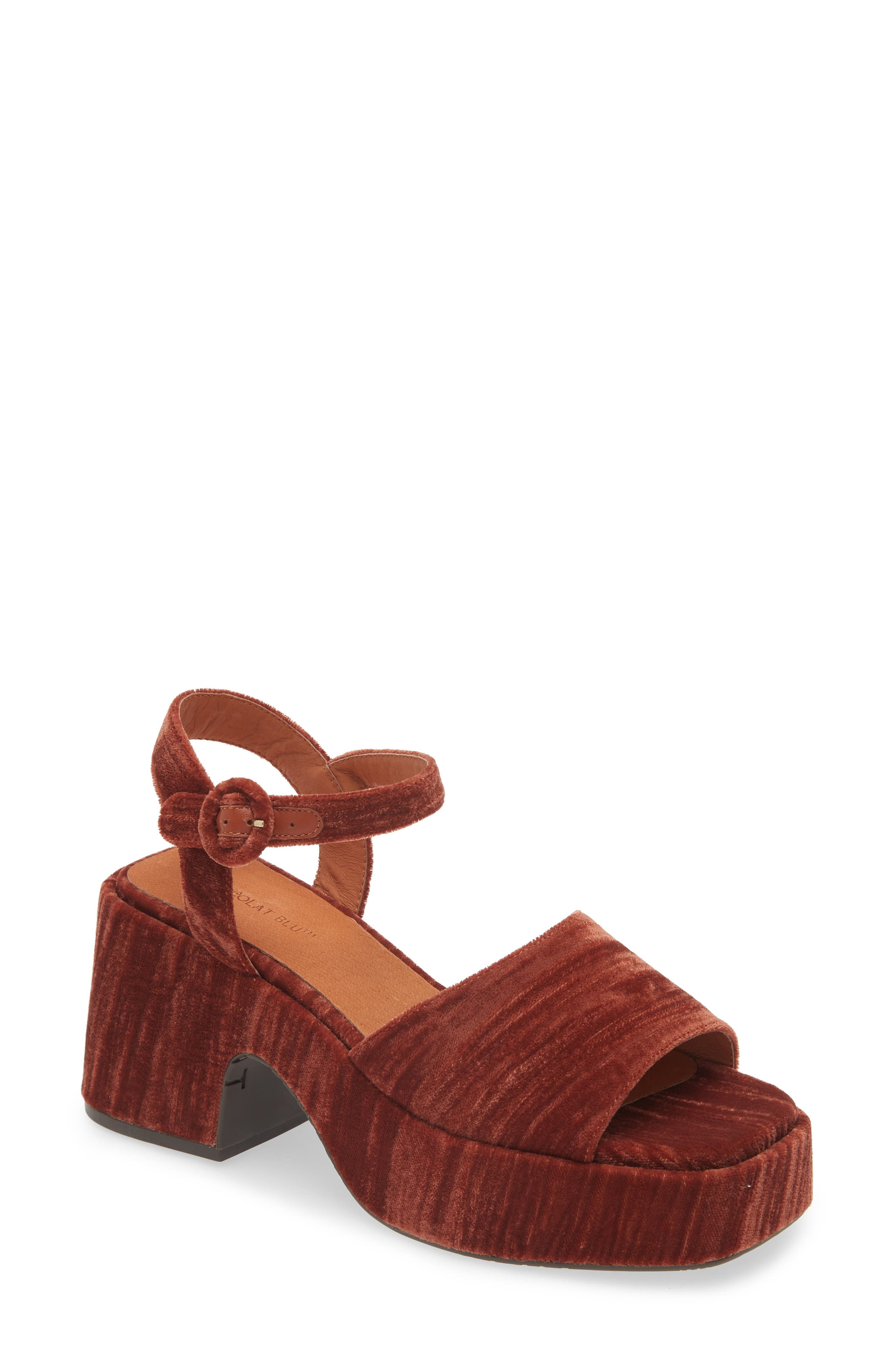 Chocolat Blu Helga Platform Sandal in Copper Velvet 