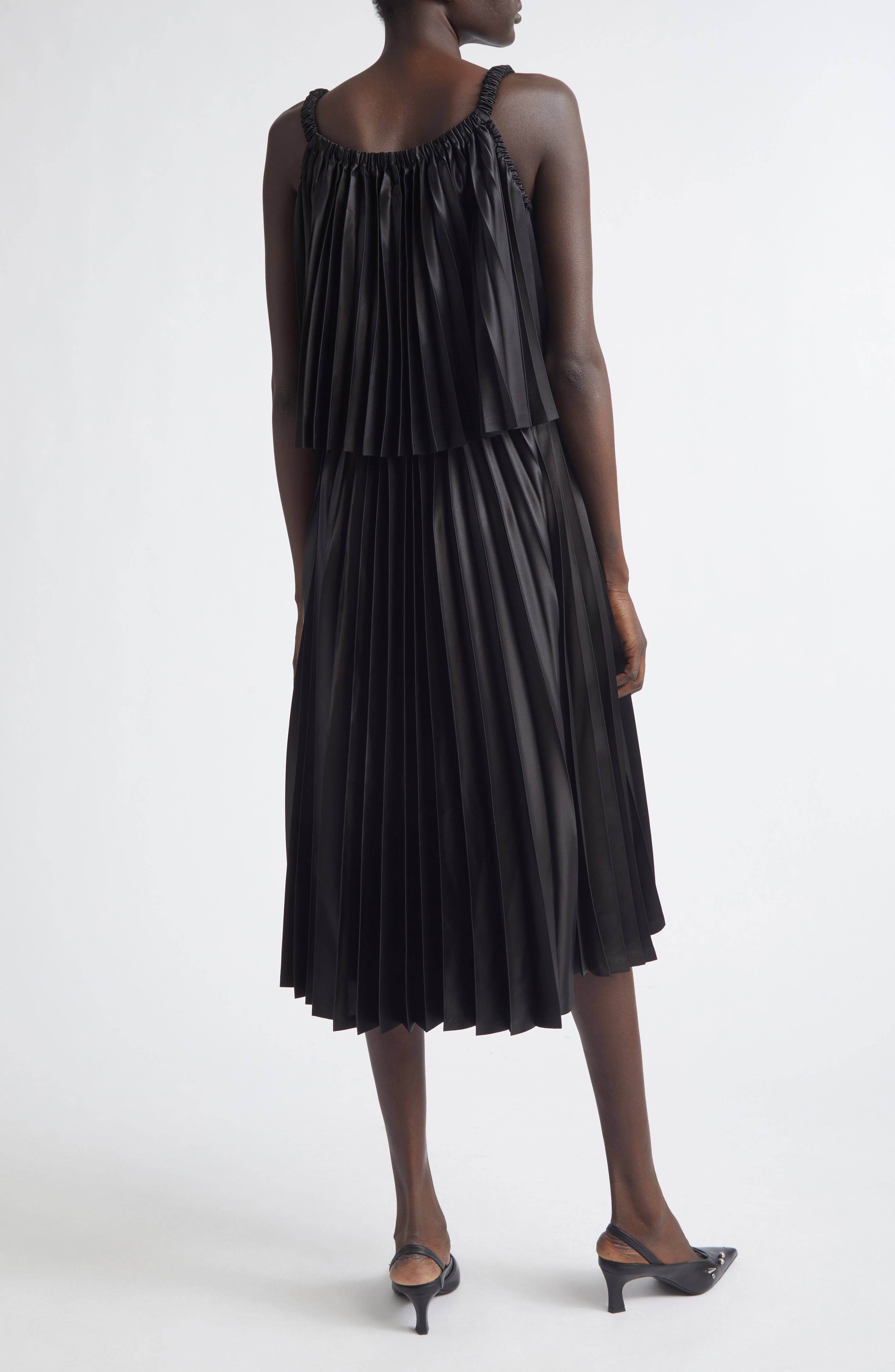 Pleated Satin Midi Dress - image 2