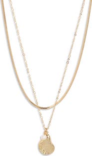 Nordstrom Demi Fine Set of 2 Shell & Freshwater Pearl Necklace