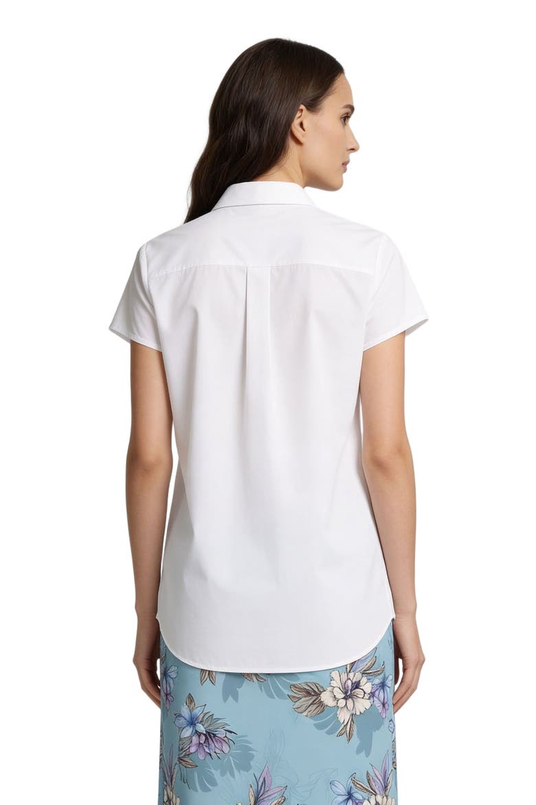 Womens Short Sleeve Linen Shirt, Alternate, color, WHITE
