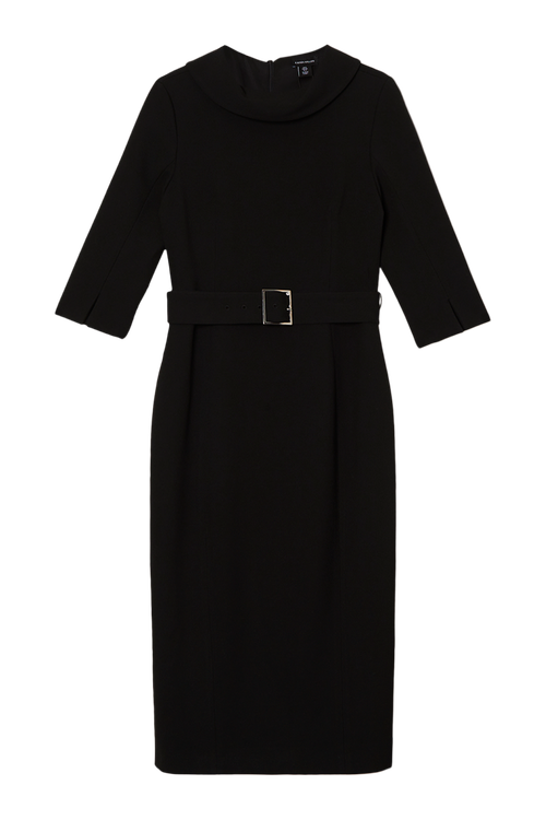 Karen Millen Crepe Roll Neck Midi Dress In Black