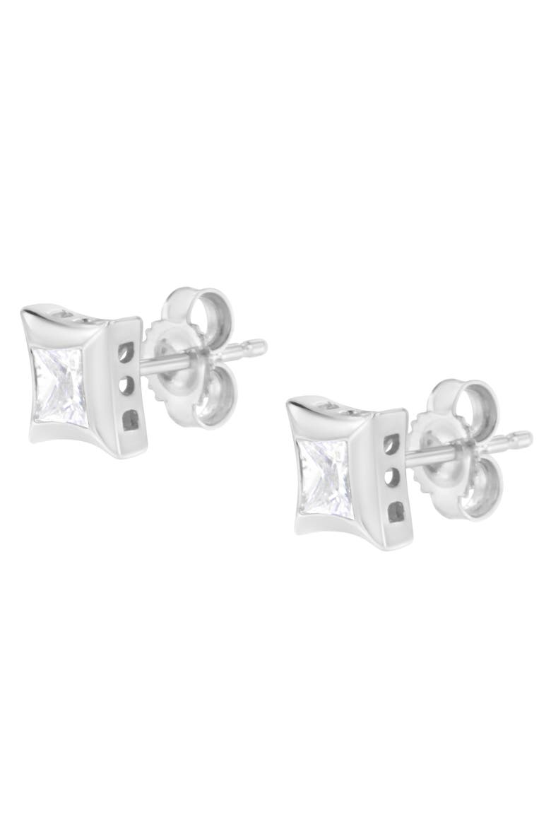 10K White Gold 1/2 Ct Invisible Princess Stud Earrings, Alternate, color, White
