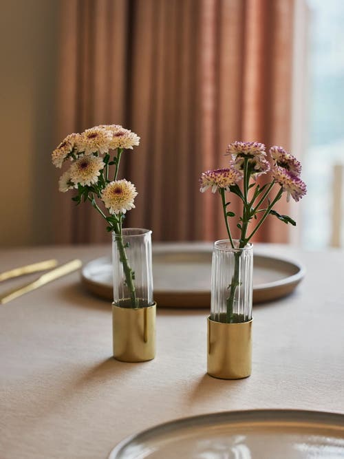 Fleck Fluted Glass Bud Vases In Gold
