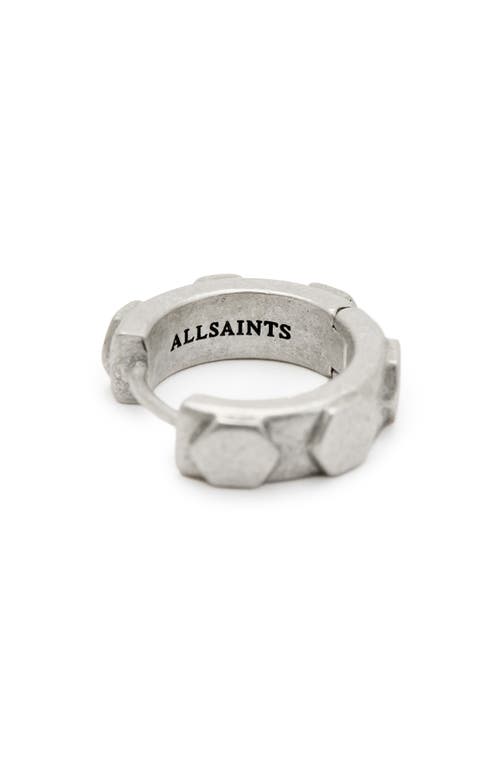 Allsaints Round Hex Single Huggie Hoop Earrings In Warm Silver