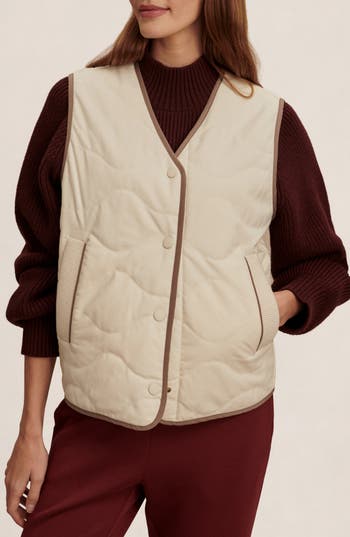 Varley Lori Reversible Gilet in Ash Taupe /Birch at Nordstrom Rack, Size Large