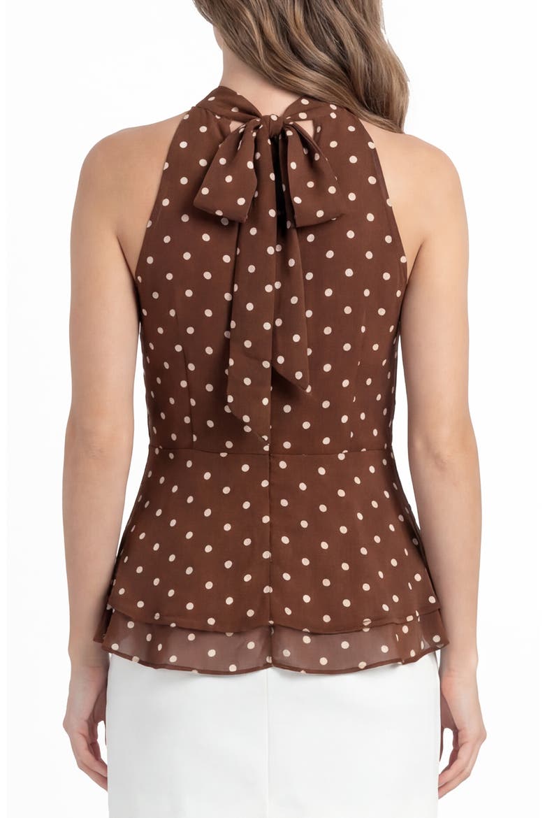 Polka Dot Ruffle Sleeveless Top, Alternate, color, CHOCOLATE DOT