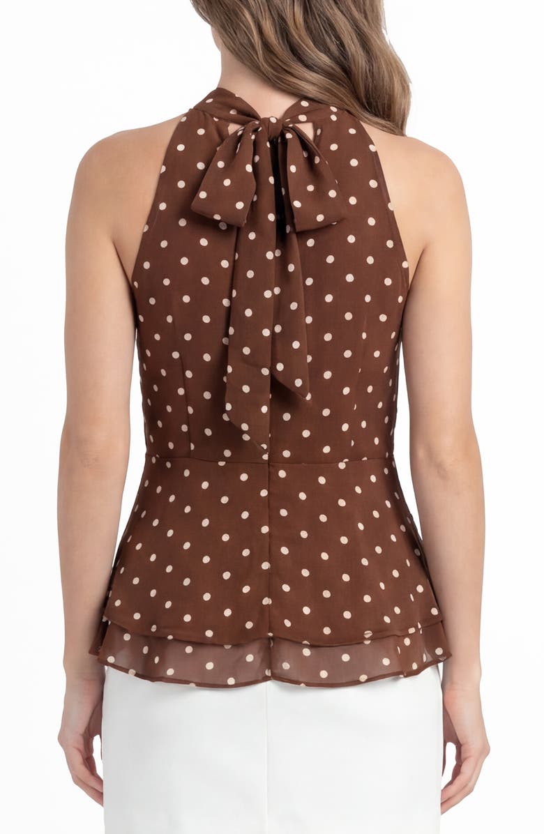 BY DESIGN Polka Dot Ruffle Sleeveless Top, Alternate, color, Chocolate Dot