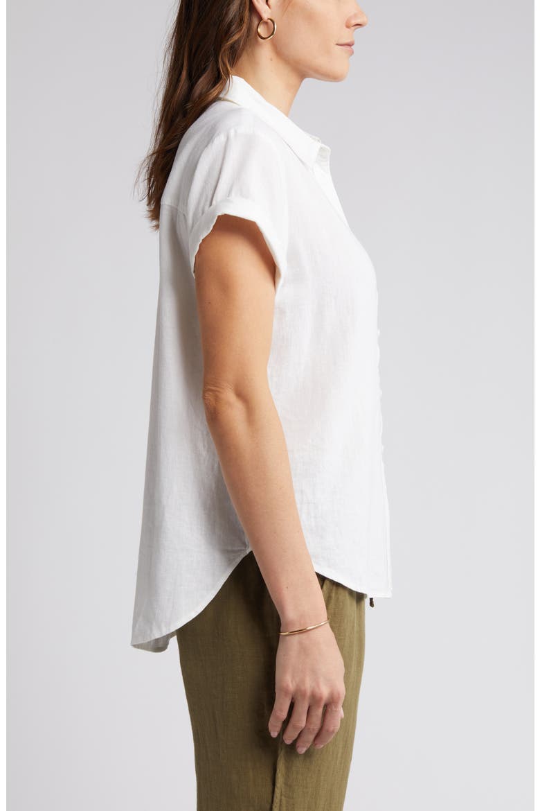 Linen Blend Camp Shirt, Alternate, color, WHITE
