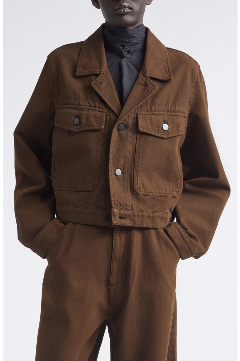 Crop Heavy Cotton Twill Jacket, Main, color, CACAO