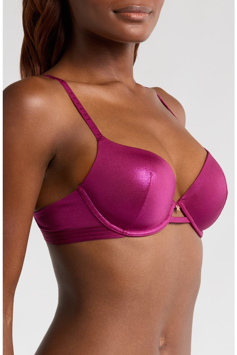 Microfiber Metallic T-Shirt Bra, Alternate, color, SUGARPLUM PURPLE/ MAGENTA FOIL