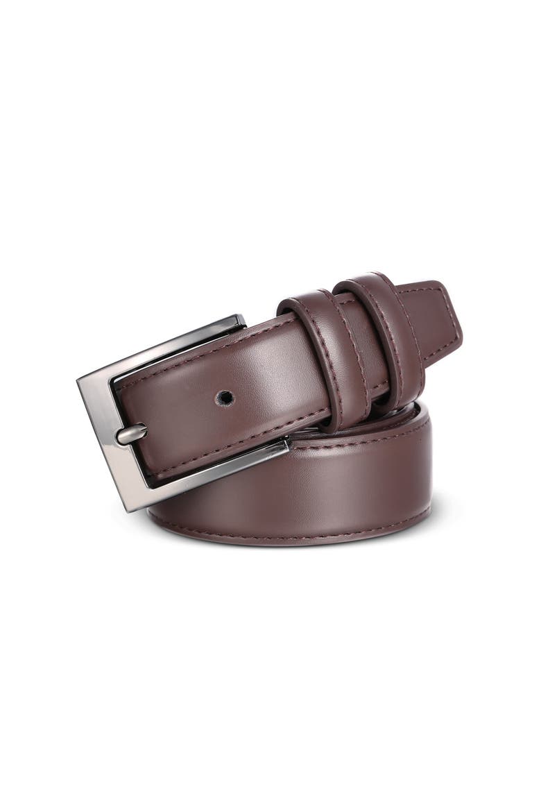 Dual Loop Leather Dress Belt, Alternate, color, Chocolate Brown
