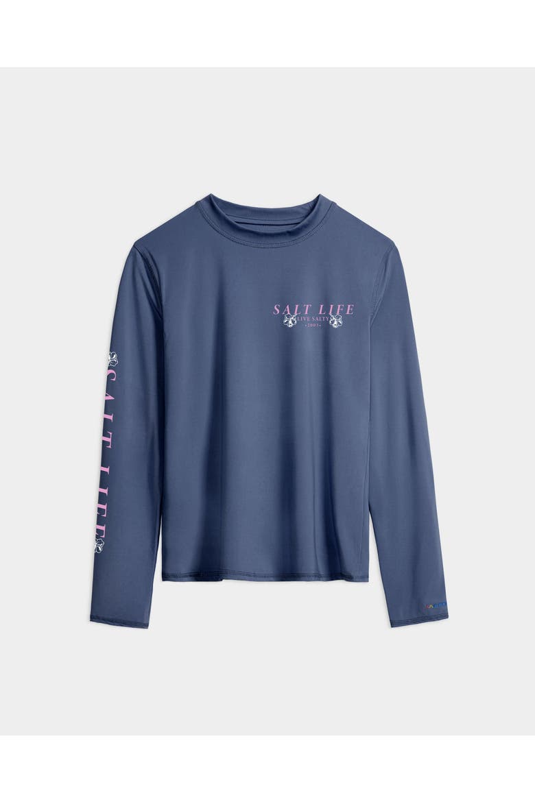 Salty Marlin Badge Performance Long Sleeve Tee, Main, color, Indigo Heather