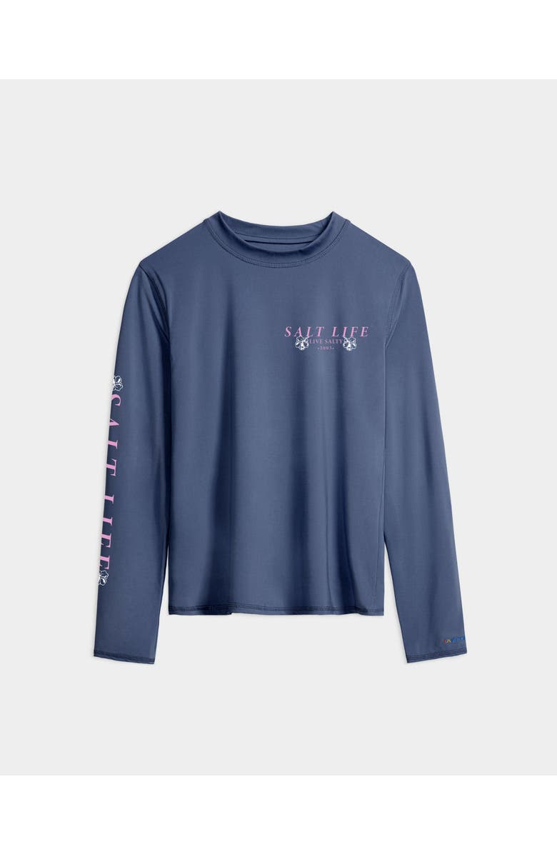 Salt Life Salty Marlin Badge Performance Long Sleeve Tee, Main, color, Indigo Heather