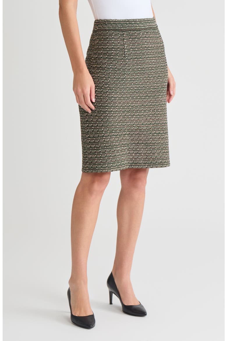 Straight Tweed Knit Skirt, Alternate, color, Dark Ivy/Midnight Umber