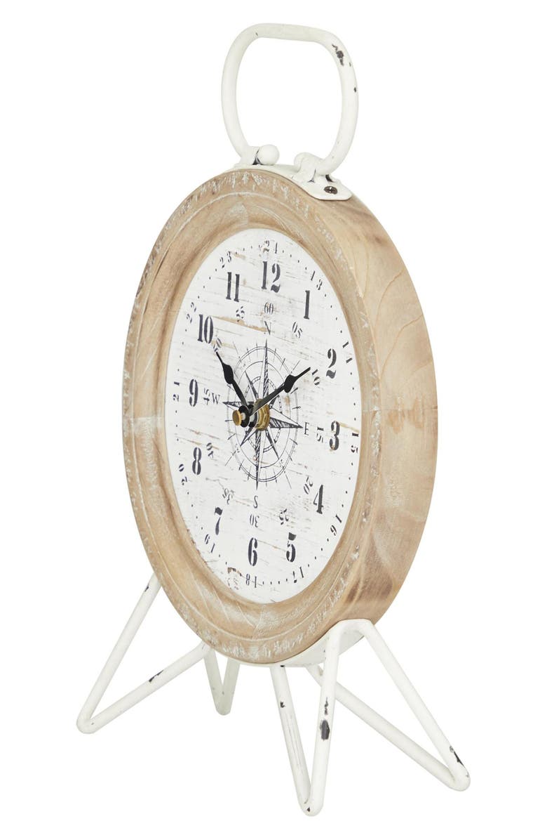WILLOW ROW Eclectic Brown Metal Clock, Alternate, color,