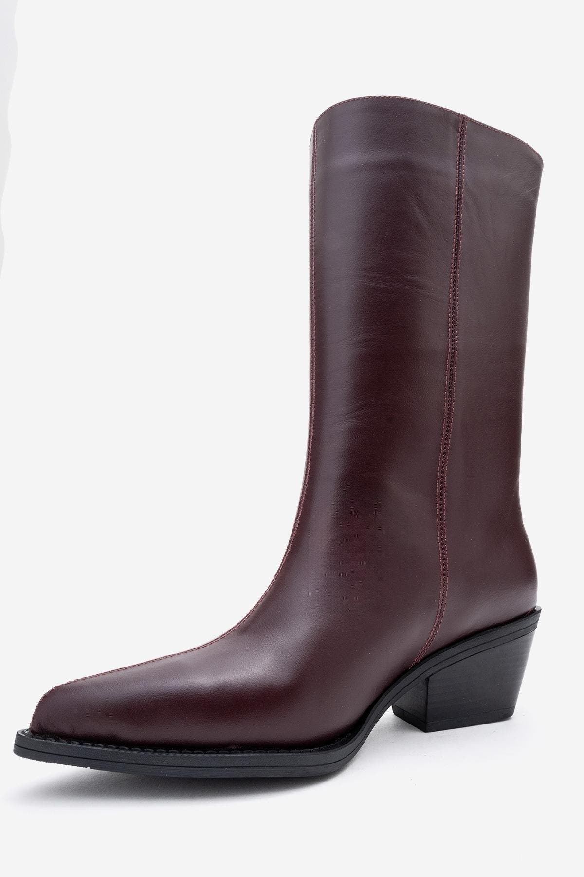 Juana Leather Pointed Toe Boot, Alternate, color, Burgundy Leather
